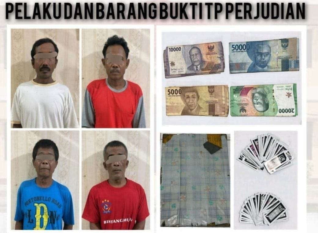 Berantas Pekat, Reskrim Sragen Amankan 4 Pelaku Judi Kartu Ceki
