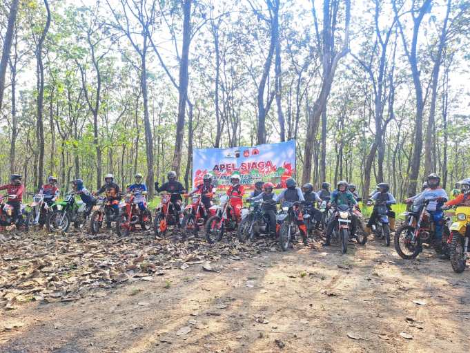 Cegah Karhutla, Perhutani dan Polres Grobogan Patroli Hutan Jatipohon Naik Trail