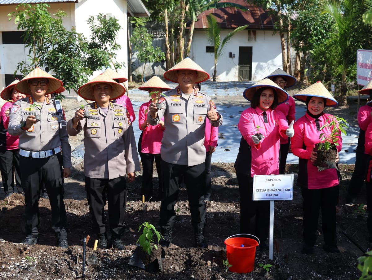 Dukung Ketahanan Pangan, Kapolda Kalteng dan Bhayangkari Panen Sayur di Lahan Pangan Lestari