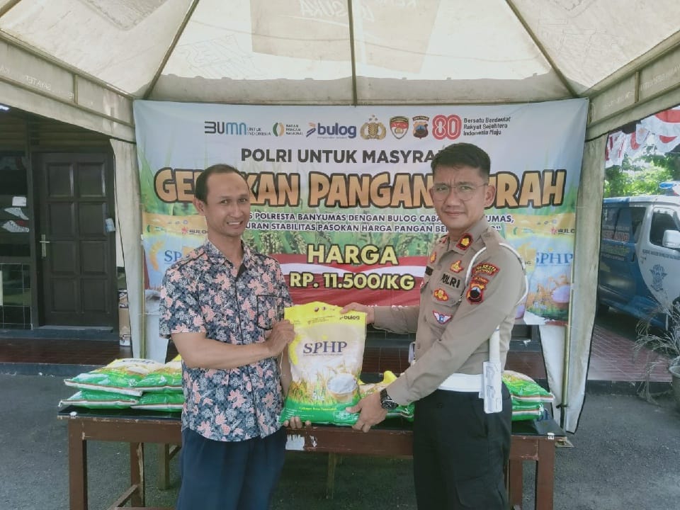 Dukung Ketahanan Pangan, Sat Lantas Banyumas Gelar Stand Beras SPHP