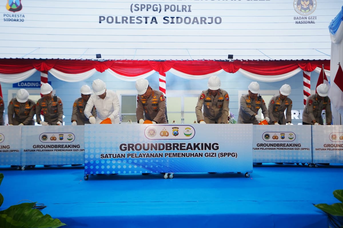Hadiri Groundbreaking di Sidoarjo, Kapolri Ungkap Polri Sudah Miliki 458 SPPG