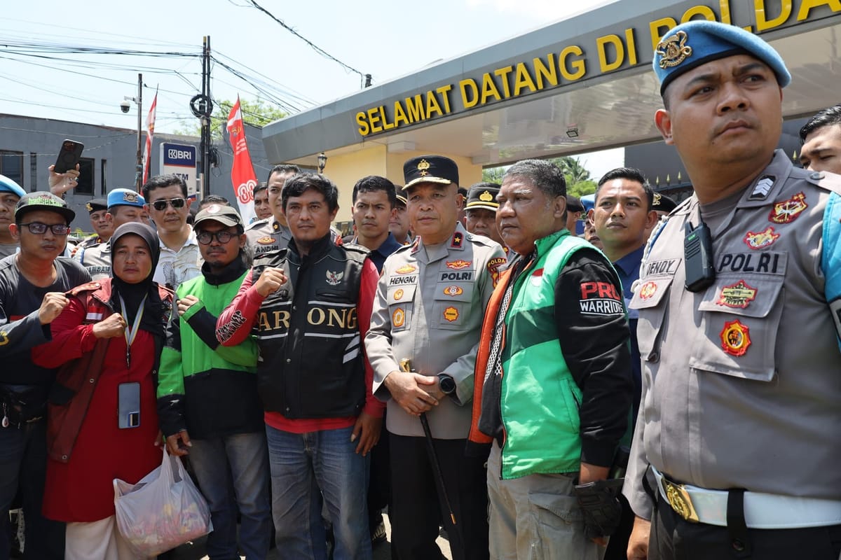 Kapolda Banten Sambangi Aksi Solidaritas Ojol, Janjikan Penegakan Hukum yang Adil