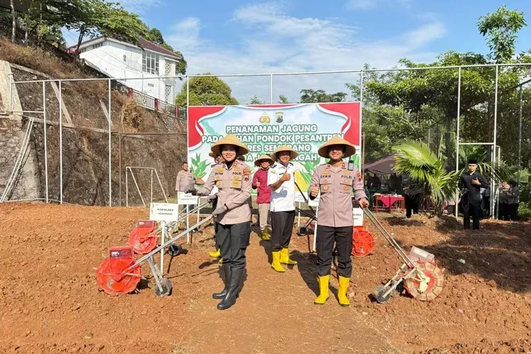 Kolaborasi Polres Semarang dan Ponpes Tanam Jagung Demi Ketahanan Pangan Nasional