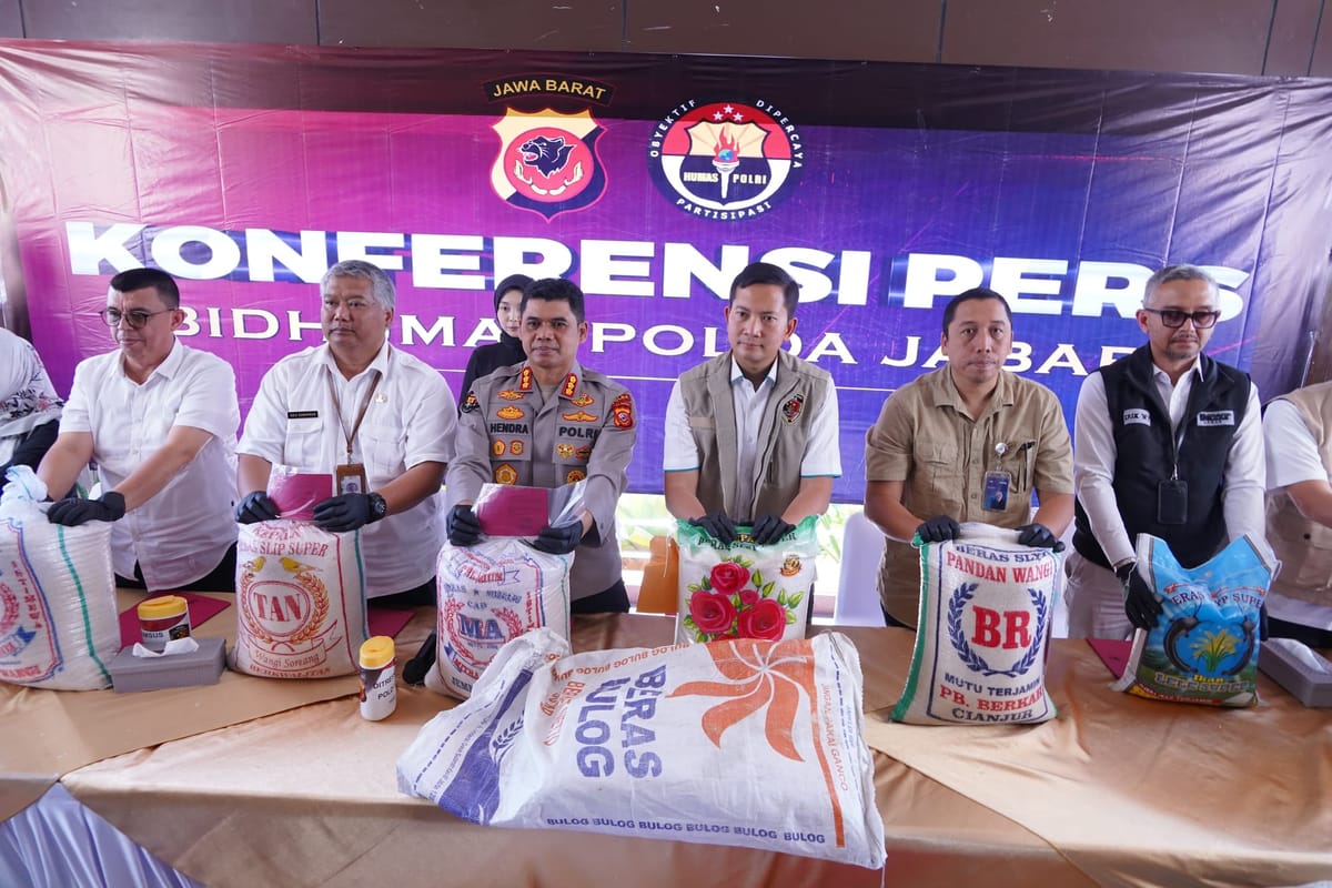 Polda Jabar Bongkar Praktik Kecurangan Beras Raup Omzet Hampir Rp5 Miliar, Enam Pelaku Diamankan