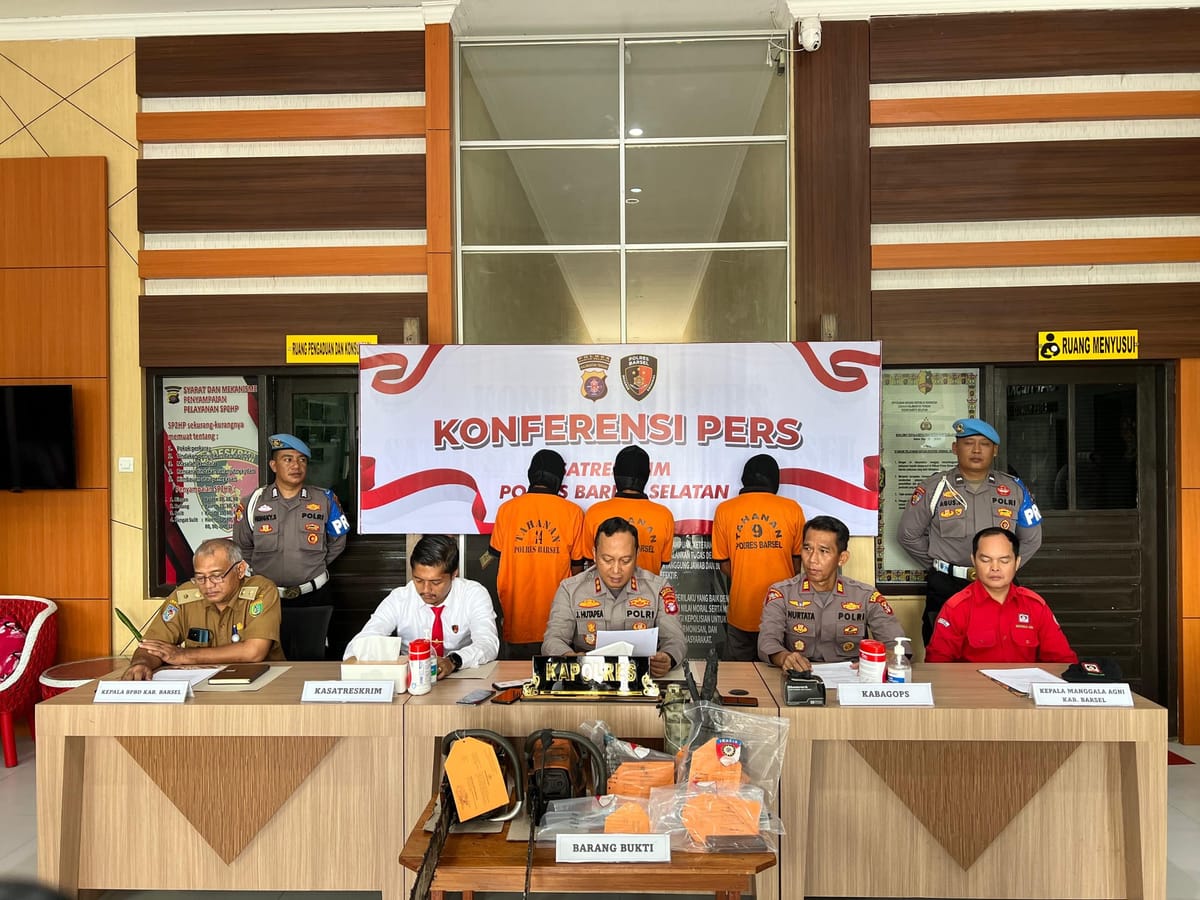 Polres Barsel Amankan Tiga Warga Barito Timur Terkait Aktivitas Pembersihan Lahan