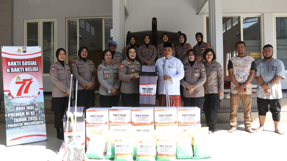 Sambut HUT ke-77, Polwan Malang Kota Lakukan Kegiatan Sosial Lintas Iman
