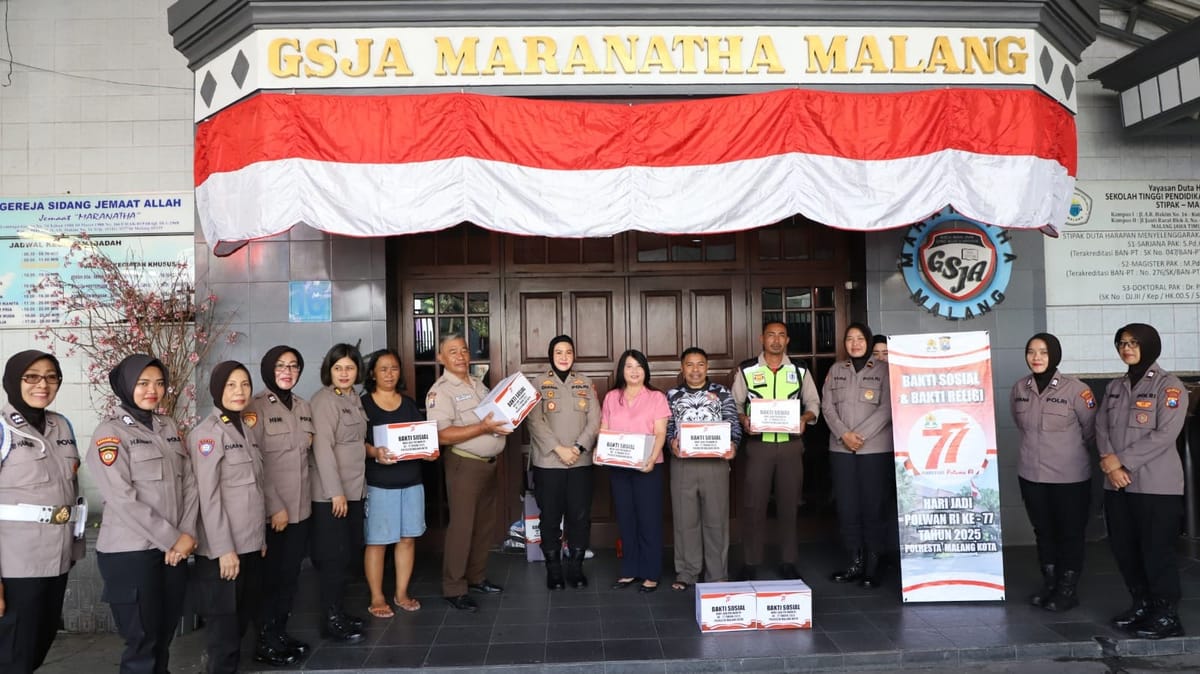 Sambut HUT ke-77, Polwan Polresta Malang Kota Gelar Bakti Sosial dan Doa Bersama