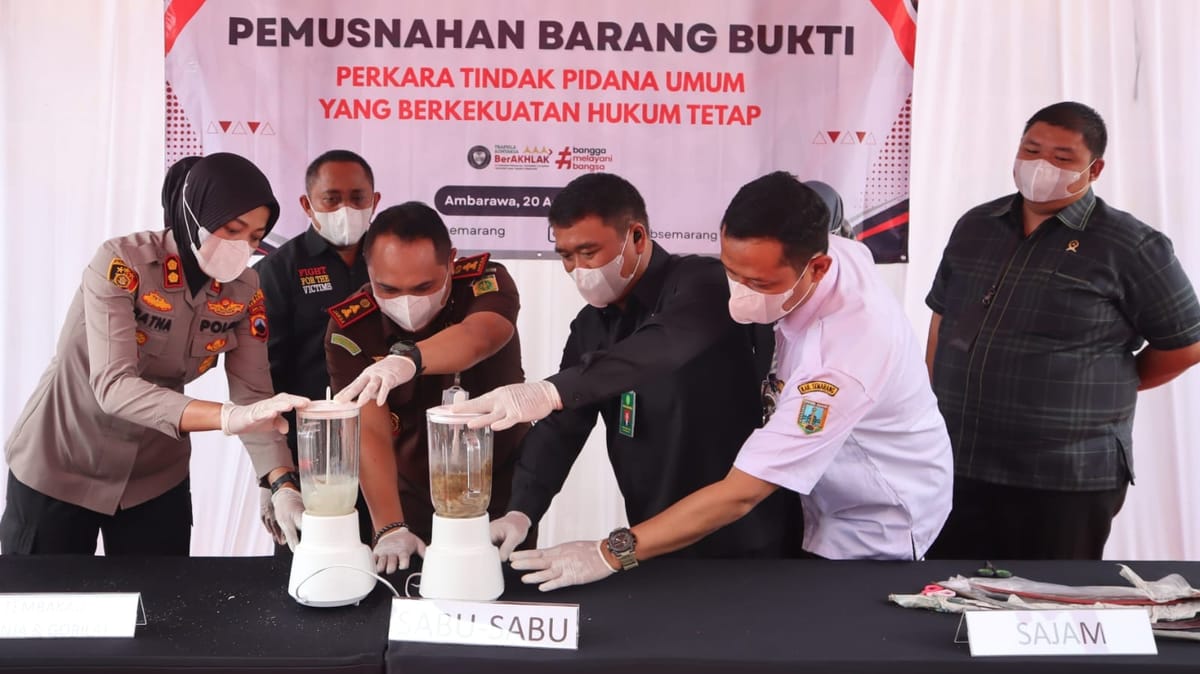 Sinergi Kejari dan Polres Semarang Musnahkan Barang Bukti Narkoba dari 53 Perkara