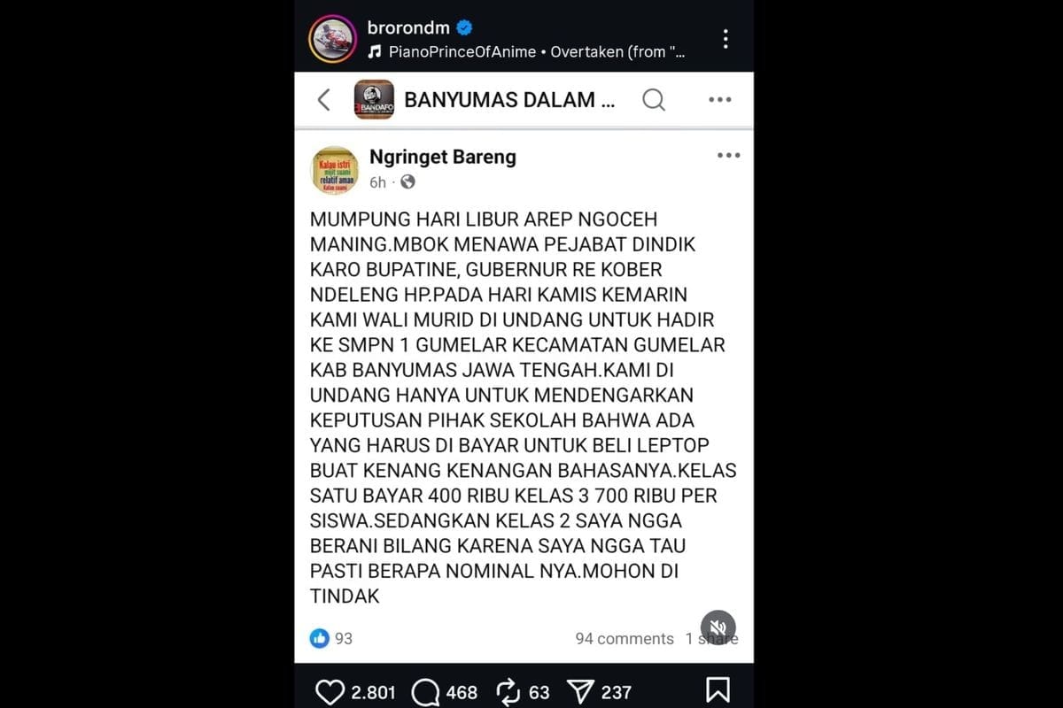 Viral Dugaan Pungli Iuran Laptop di SMPN 1 Gumelar, Kepala Sekolah Tegaskan Sumbangan Sukarela