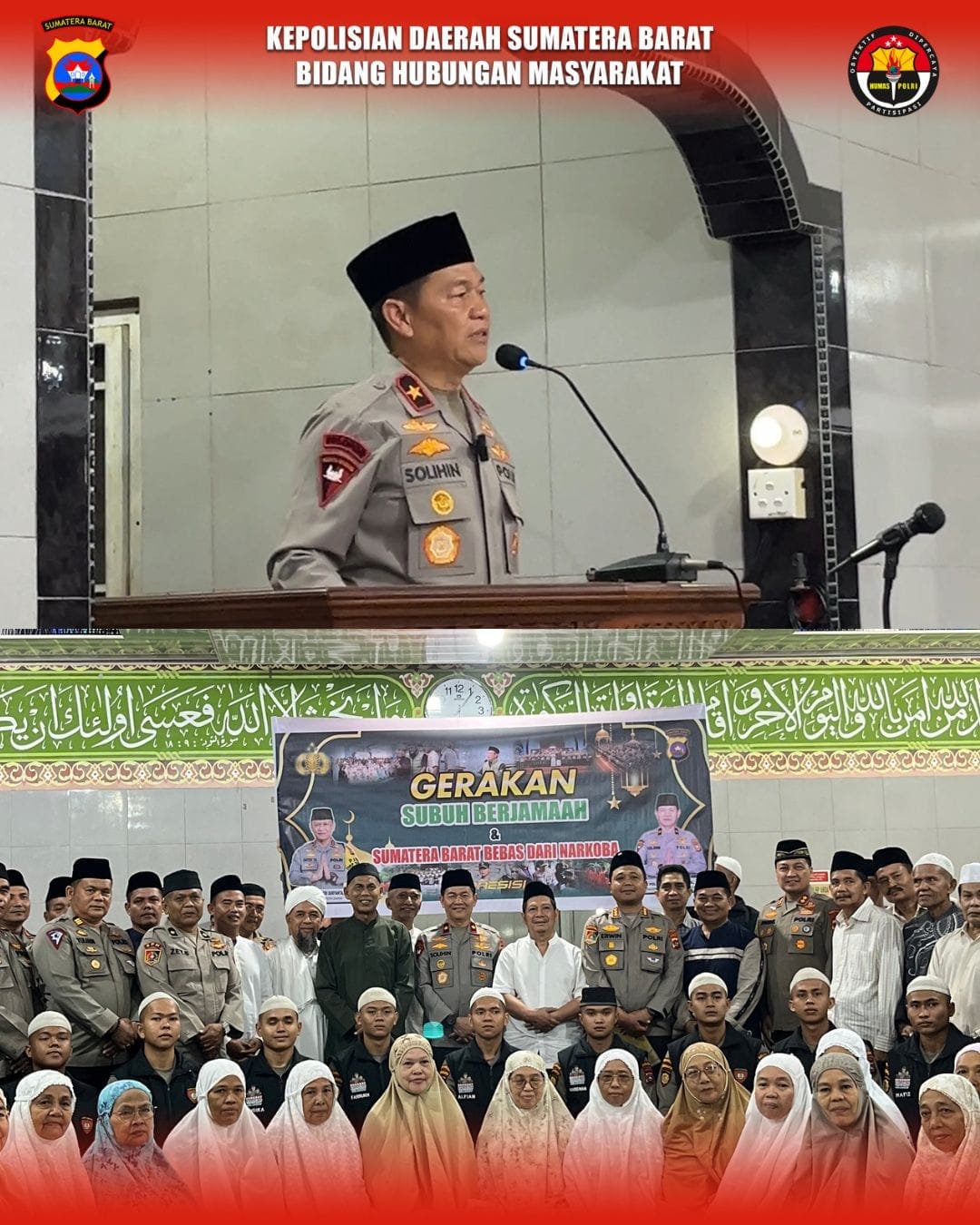 Wakapolda Sumbar Hadiri Subuh Berjamaah, Pererat Hubungan Polri dan Masyarakat