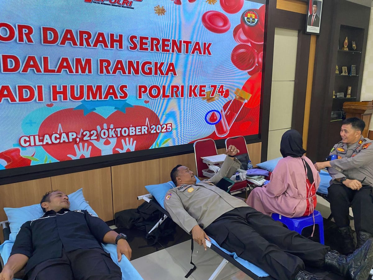 Aksi Donor Darah Humas Polresta Cilacap Berhasil Kumpulkan 150 Kantung Darah