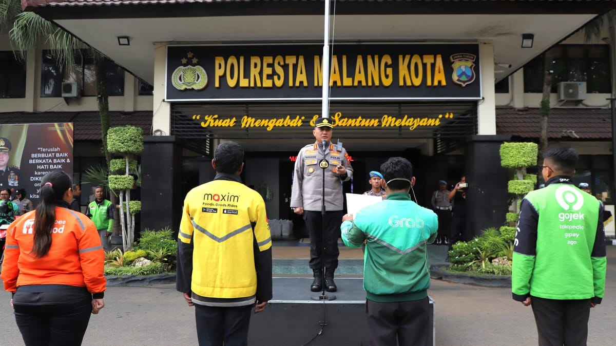 Deklarasi Kamtibmas Bersama Ojol, Polresta Malang Kota Tegaskan Komitmen Jaga Kedamaian