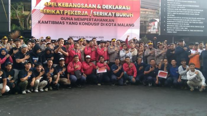 Kapolresta Malang Kota Ajak Buruh Jaga Kamtibmas Lewat Deklarasi Kebangsaan