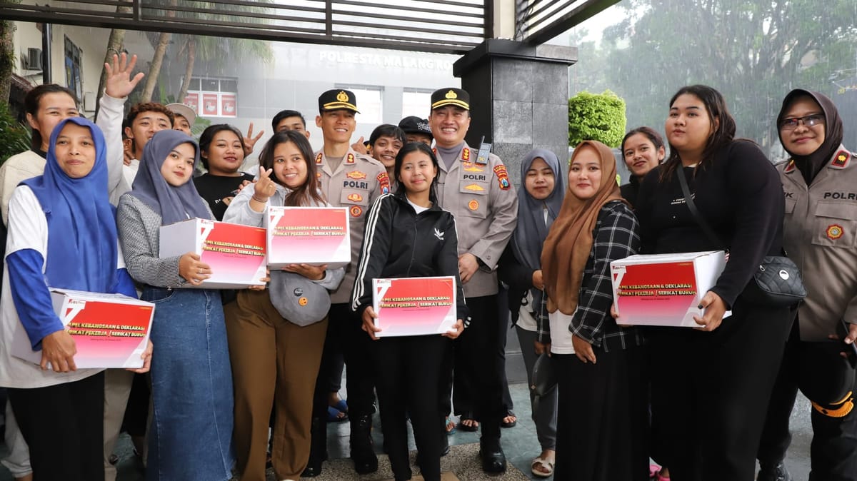 Wujudkan Kamtibmas Kondusif, Polresta Malang Kota dan Buruh Gelar Apel Kebangsaan