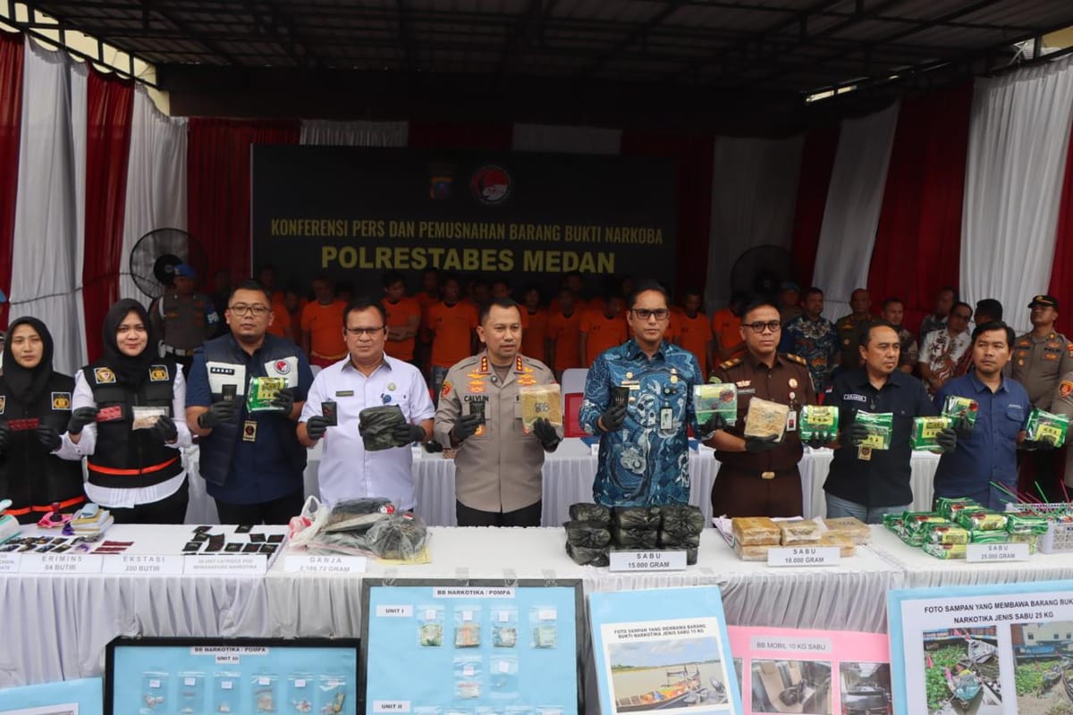 Polrestabes Medan Catat Rekor Pengungkapan Kasus Narkoba: 173 Kasus dalam 42 Hari