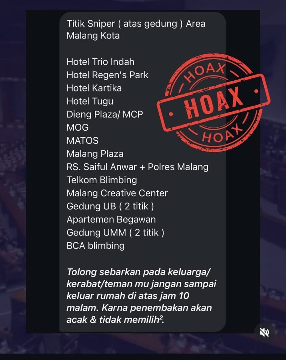 Polresta Malang Kota: Tidak Ada Sniper, Jangan Sebarkan Hoaks