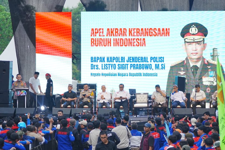 Apel Akbar Kebangsaan Buruh, Kapolri Tekankan Pentingnya Sinergi Buruh dan Pemerintah