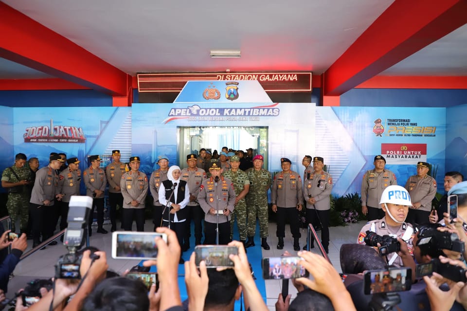 Kapolri Tekankan Peran Driver Ojol dalam Menjaga Kamtibmas Saat Deklarasi Jogo Jatim