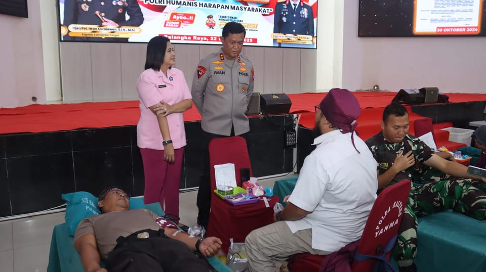 Polda Kalteng dan Jajaran Sasar 900 Kantong Darah dalam Donor HUT Humas Polri