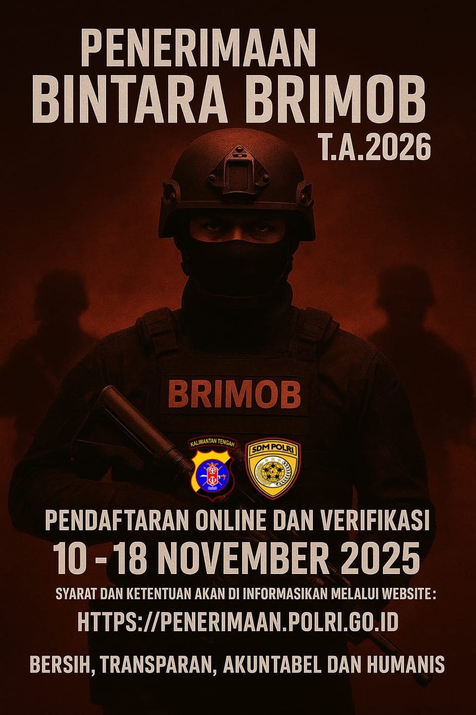 Polda Kalteng Buka Pendaftaran Bintara Brimob 2025, Cek Syarat dan Alurnya