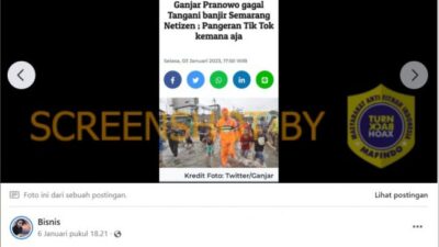 CEK FAKTA: Beredar Artikel Ganjar Pangeran TikTok Gagal Tangani Banjir Semarang, Benarkah?