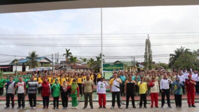 Wujud Sinergisitas, Kapolres Mempawah Ikut Senam Bersama Forkopimda di Makodim 1201/Mph