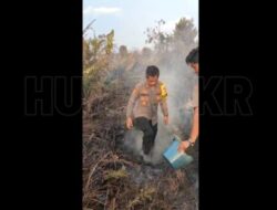 Aksi Heroik Kapolres Kubu Raya Turun Langsung Untuk Memadamkan Api Karhutla