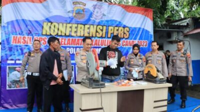 Kapolres Pimpin Pers Realese Ops Keselamatan Candi 2023 di Polres Rembang