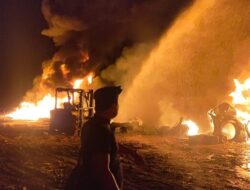 Kebakaran Hebat di Lahan Parkir PT. Borneo Family Transport, Diduga Pembakaran Sampah Pemicunya