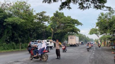 Pantura Rawan Laka Lantas, Anggota Polsek Rembang Kota Rutin Menggalakan AG Pagi