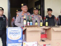 Patroli Preventif Sat Samapta Polres Pekalongan, Ratusan Botol Miras Berbagai Merek Disita