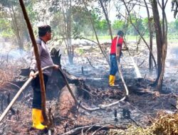Polisi-Damkar Berjibaku Padamkan Kebakaran Lahan di Dusun Bunga