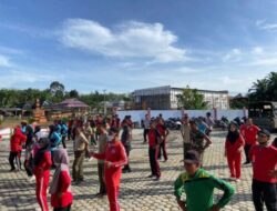 Kapolsek Beserta Anggota Dan Unsur Tripika Se-Kecamatan Putri Hijau Laksanakan Senam Lansegar