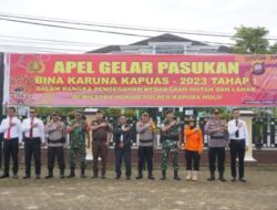 Polres Kapuas Hulu Laksanakan Apel Gelar Pasukan Ops Bina Karuna Kapuas-2023 tahap 1
