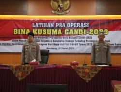 Polres Rembang Laksanakan Latihan Pra Operasi Bina Kusuma Candi 2023 di Aula Arya Sarja