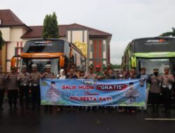 TNI-Polri Pati Berangkatkan Empat Bus Balik Mudik Gratis