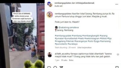Macetkan Jalan Pantura, Viral Video Jemaah Salat Jumat di Rembang Meluber