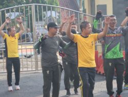 Polres Ciamis Olah Raga Bersama Kodim 0613/Ciamis Sambut Hari Bhayangkara ke-77