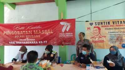 Polres Rembang Gelar Bakti Kesehatan HUT Bhayangkara 77 di Desa Pasarbanggi