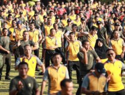 Meriah!! Hari Bhayangkara, Polda Jateng Olahraga Bersama TNI Polri