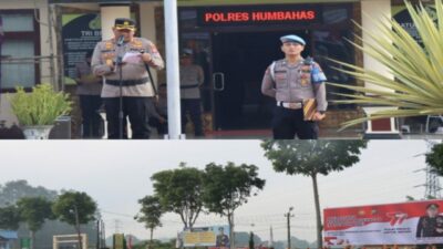 Kapolres Humbahas Bacakan Amanat Kapolri saat Apel Satkamling