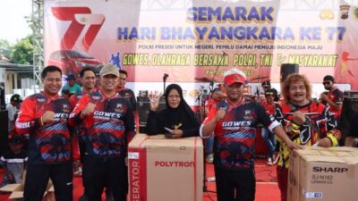 Puluhan Ribu Pesepeda Ramaikan Stadion Joyokusumo Peringati Hari Bhayangkara ke-77 Polresta Pati