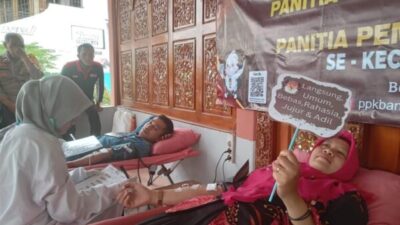 Sosialisasikan Pemilu, PPK dan PPS se-Kecamatan Banjarmangu Gandeng PMI Banjarnegara Gelar Aksi Donor Darah
