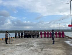 Upacara Tabur Bunga di Pelabuhan Laut Jelang HUT Bhayangkara ke-77, Polres Pangandaran