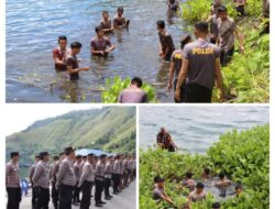 Bersih-besih di Pinggiran Danau Toba, Polres Humbahas Peduli Lingkungan