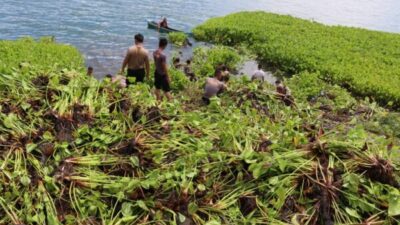 Peduli Lingkungan, Polres Humbahas Melaksanakan Bersihkan Pinggiran Danau Toba