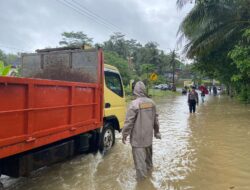 Pengaturan Arus Lalin Terdampak Banjir di Kecamatan Cijulang