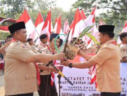 Estafet Tunas Kelapa Diserahterimkan Kapolres Rembang dari Kwarcab Rembang ke Kwarcab Blora