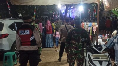 Pengamanan Dangdut di Rejoagung, Bhabinkamtibmas Polsek Wedarijaksa Sampaikan Himbauan