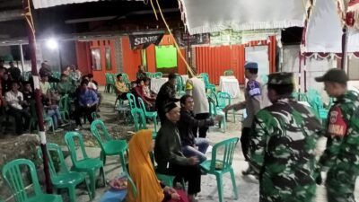 Pengamanan Dangdut di Desa Durensawit, Kanit Provos Polsek Kayen Berikan Himbauan Kamtibmas